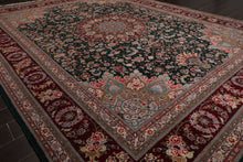 9x12 Emerald, Burgundy, Aqua Color Hand Knotted Sino Persian Wool & Silk Traditional Oriental Rug