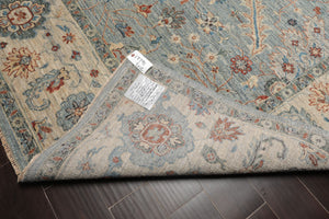 9x12 Blue, Ivory, Rust Color Hand Knotted Khyber Wool Traditional Oriental Rug