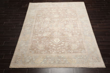 8x10 Brown, Gray, Beige Color Hand Knotted Afghan Oushak Wool Traditional Oriental Rug