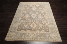 9x12 Brown, Slate, Peach Color Hand Knotted Afghan Oushak Wool Traditional Oriental Rug