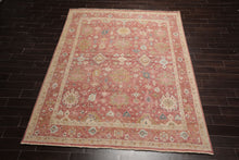 8x10 Rose, Beige, Mint Color Hand Knotted Distressed Wool Traditional Oriental Rug