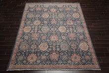 8x10 Slate, Rose, Rust Color Hand Knotted Distressed Wool Traditional Oriental Rug