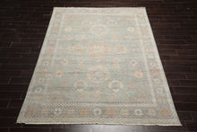 8x10 Mint, Peach, Gray Color Hand Knotted Afghan Oushak Wool Traditional Oriental Rug