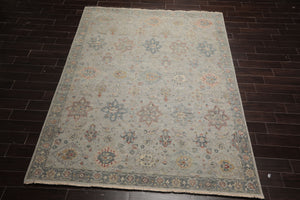8x10 Gray, Slate, Rose Color Hand Knotted Distressed Wool Traditional Oriental Rug