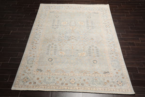 8x10 Mint, Beige, Gray Color Hand Knotted Afghan Oushak Wool Traditional Oriental Rug