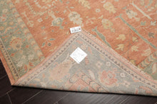 8x10 Orange, Sage, Gold Color Hand Knotted Distressed Wool Traditional Oriental Rug