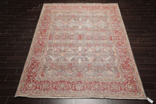 8x10 Gray, Coral, Beige Color Hand Knotted Distressed Wool Traditional Oriental Rug