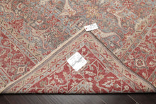 8x10 Gray, Coral, Beige Color Hand Knotted Distressed Wool Traditional Oriental Rug