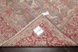 8x10 Gray, Coral, Beige Color Hand Knotted Distressed Wool Traditional Oriental Rug