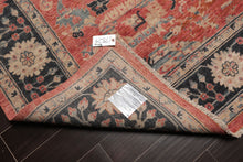 8x10 Coral, Charcoal, Beige Color Hand Knotted Distressed Wool Traditional Oriental Rug