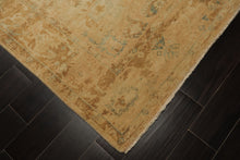 6x9 Beige, Gold, Mint Color Hand Knotted Oushak Wool Traditional Oriental Rug