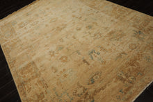 6x9 Beige, Gold, Mint Color Hand Knotted Oushak Wool Traditional Oriental Rug