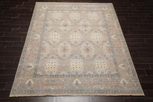 8x10 Tan, Beige, Slate Color Hand Knotted Distressed Wool Traditional Oriental Rug