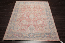 8x10 Coral, Beige, Gold Color Hand Knotted Distressed Wool Traditional Oriental Rug