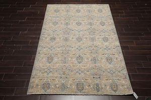 6x9 Gray Hand Knotted Traditional Wool Oriental Area Rug