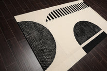 5' x8'Hand Tufted Hand Made 100% Wool Modern & Contemporary Oriental Area Rug Ivory, Black Color