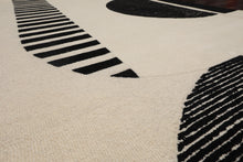 5' x8'Hand Tufted Hand Made 100% Wool Modern & Contemporary Oriental Area Rug Ivory, Black Color - Oriental Rug Of Houston