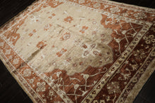 6x9 Tan, Burnt Orange, Beige Color Hand Knotted Oushak Bamboo Silk Traditional Oriental Rug