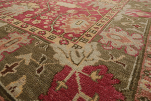 Multi Sizes Hand Knotted LoomBloom Muted Turkish Oushak 100% Wool Traditional Oriental Area Rug Raspberry, Sage Color