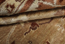 6x9 Tan, Burnt Orange, Beige Color Hand Knotted Oushak Bamboo Silk Traditional Oriental Rug