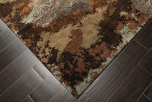 5x8 Brown, Blue, Teal Color Hand Knotted Sherpa Bamboo Silk & Wool Modern Oriental Rug