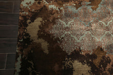 5x8 Brown, Blue, Teal Color Hand Knotted Sherpa Bamboo Silk & Wool Modern Oriental Rug