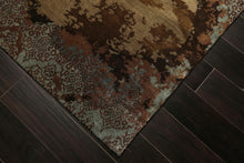 5x8 Brown, Blue, Teal Color Hand Knotted Sherpa Bamboo Silk & Wool Modern Oriental Rug