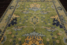 Multi Size Hand Knotted LoomBloom Muted Turkish Oushak 100% Wool Traditional Oriental Area Rug Green,Navy Color - Oriental Rug Of Houston