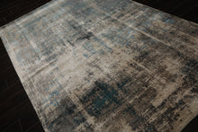 6x9 Beige, Taupe, Blue Color Hand Knotted Sherpa Bamboo Silk Modern Oriental Rug