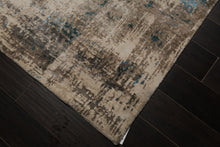 6x9 Beige, Taupe, Blue Color Hand Knotted Sherpa Bamboo Silk Modern Oriental Rug