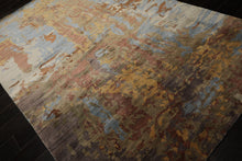 6x9 Blue, Gold, Rust Color Hand Loomed Sherpa Wool & Bamboo Silk Modern Oriental Rug