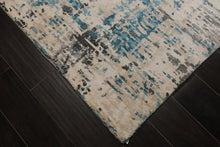 6x9 Ivory, Beige, Charcoal Color Hand Knotted Sherpa Bamboo Silk Modern Oriental Rug