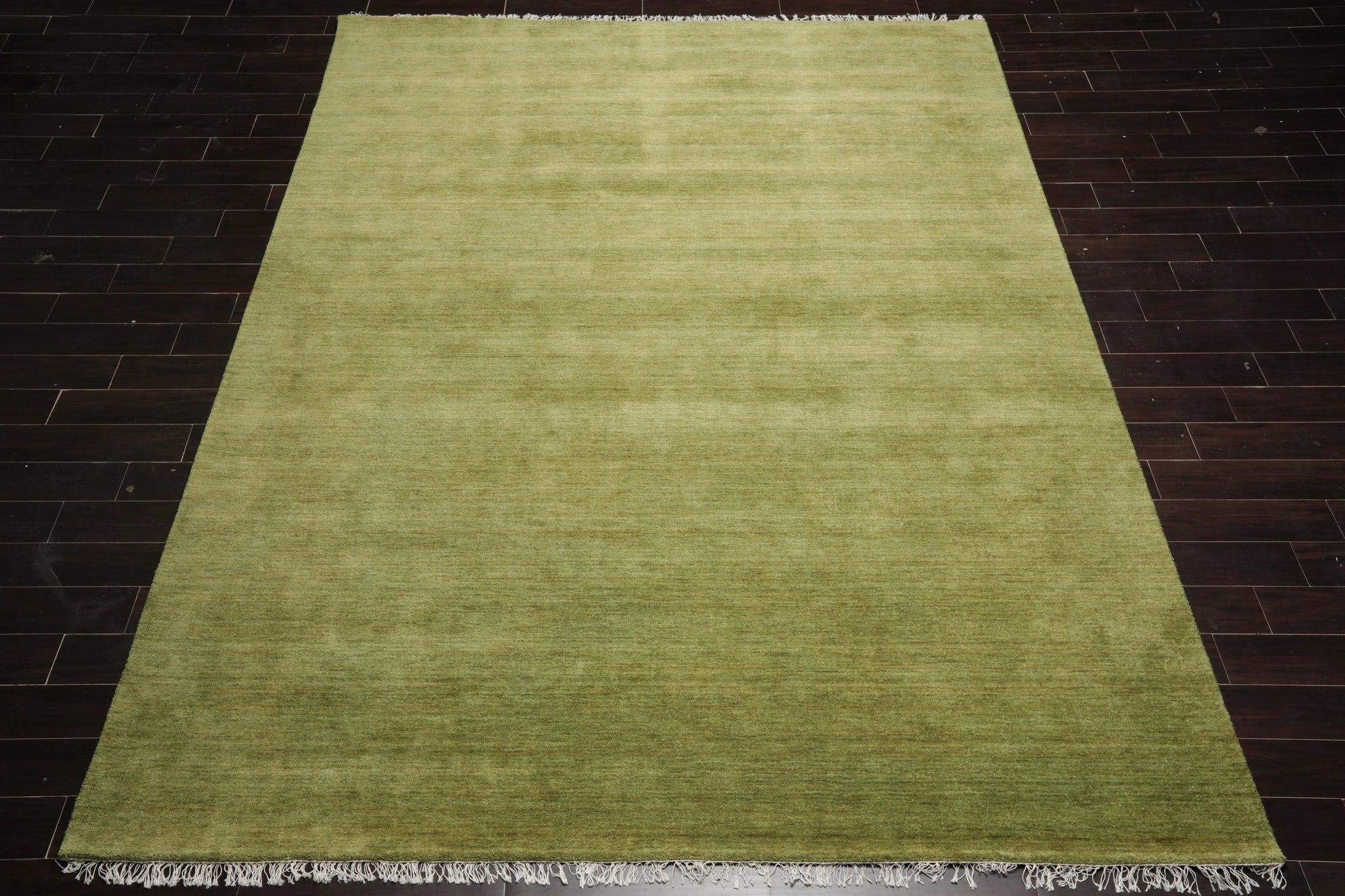 Green Solid Pattern Rug Multi Sizes Green Hand Loomed 100% Wool Minimalist Modern Area Rug ...