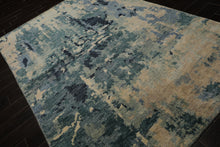 6x9 Beige, Mint, Blue Color Hand Knotted Oushak Wool Modern Oriental Rug
