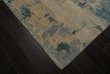 6x9 Beige, Mint, Blue Color Hand Knotted Oushak Wool Modern Oriental Rug