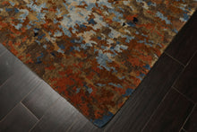 6x9 Burnt Orange, Brown, Moss Color Hand Knotted Sherpa Wool Modern Oriental Rug