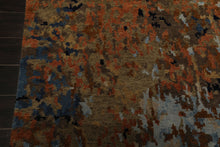 6x9 Burnt Orange, Brown, Moss Color Hand Knotted Sherpa Wool Modern Oriental Rug