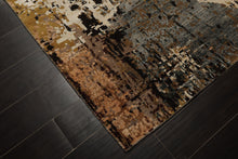 6x9 Brown, Gold, Blue Color Hand Knotted Sherpa Bamboo Silk & Wool Modern Oriental Rug