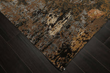 6x9 Brown, Gold, Blue Color Hand Knotted Sherpa Bamboo Silk & Wool Modern Oriental Rug