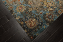 6x9 Brown, Turquoise, Beige Color Hand Knotted Oushak Wool Transitional Oriental Rug