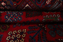 8x12 Red, Navy, Ivory Color Hand Knotted Heriz Wool Traditional Oriental Rug