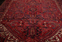 10x12 Red, Charcoal, Blue Color Hand Knotted Heriz Wool Traditional Oriental Rug