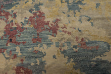 6x9 Beige, Turquoise, Rose Color Hand Knotted Oushak Wool Modern Oriental Rug