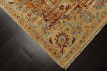 6x9 Burnt Orange, Light Gold, Aqua Color Hand Knotted Oushak Wool Traditional Oriental Rug
