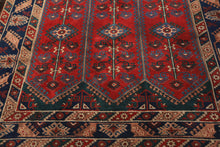 6x9 Red, Navy, Turquoise Color Hand Knotted Shirvan Wool Tribal Oriental Rug