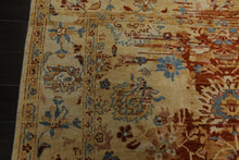 6x9 Burnt Orange, Light Gold, Aqua Color Hand Knotted Oushak Wool Traditional Oriental Rug