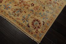 6x9 Burnt Orange, Light Gold, Aqua Color Hand Knotted Oushak Wool Traditional Oriental Rug