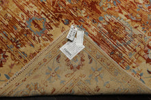 6x9 Burnt Orange, Light Gold, Aqua Color Hand Knotted Oushak Wool Traditional Oriental Rug