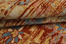 6x9 Burnt Orange, Light Gold, Aqua Color Hand Knotted Oushak Wool Traditional Oriental Rug
