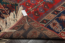 6x9 Red, Navy, Turquoise Color Hand Knotted Shirvan Wool Tribal Oriental Rug